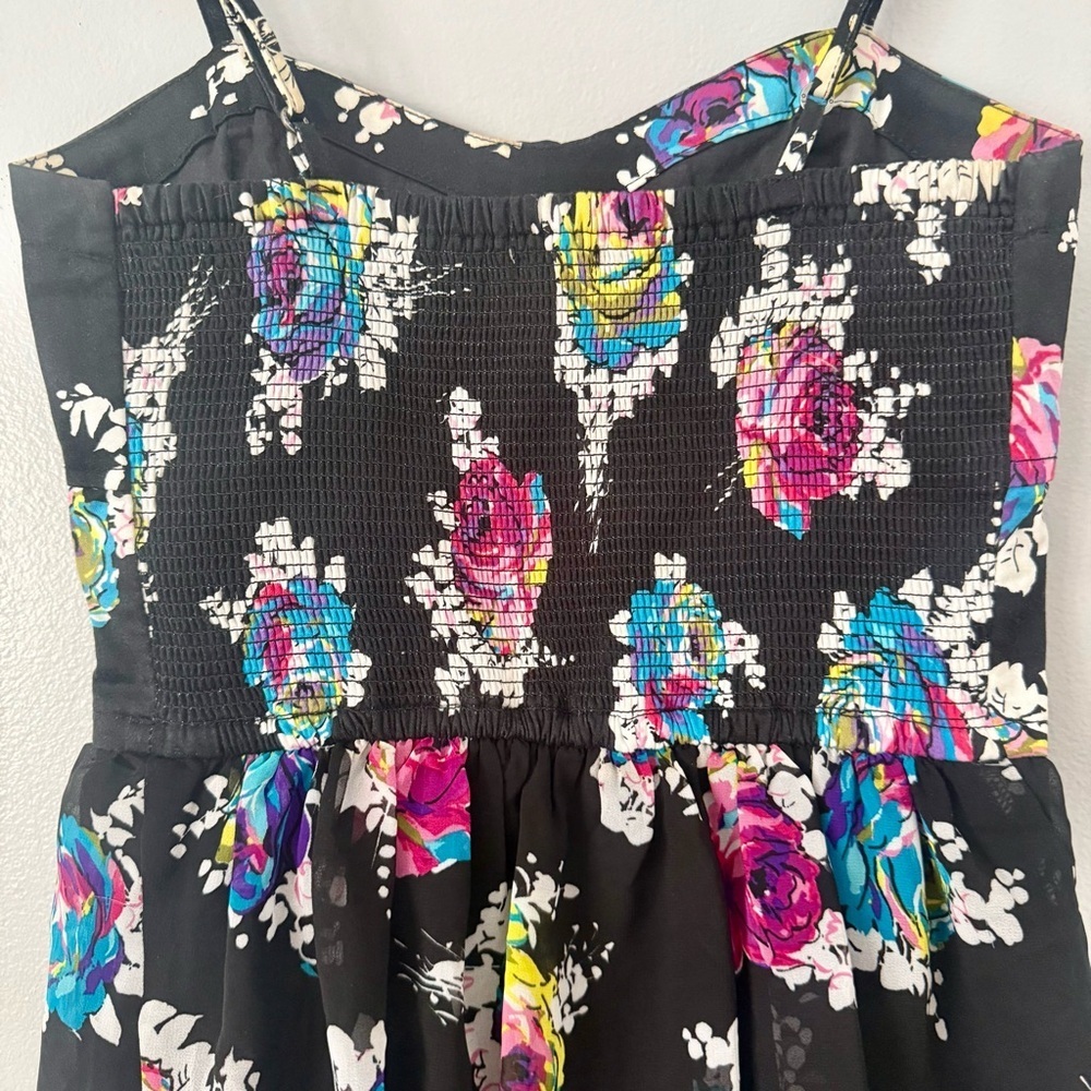 💥Aeropostale Bustier Tiered Floral Fit & Flare Mini Dress - Smocked Back - Picture 6 of 8